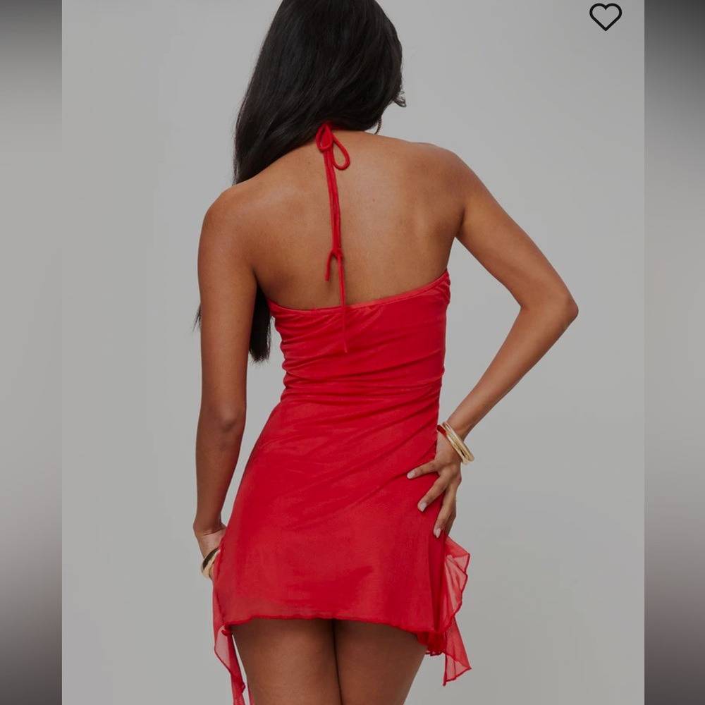 Fig Ruffle Mini Dress Red - Size 6 - Picture 3 of 5
